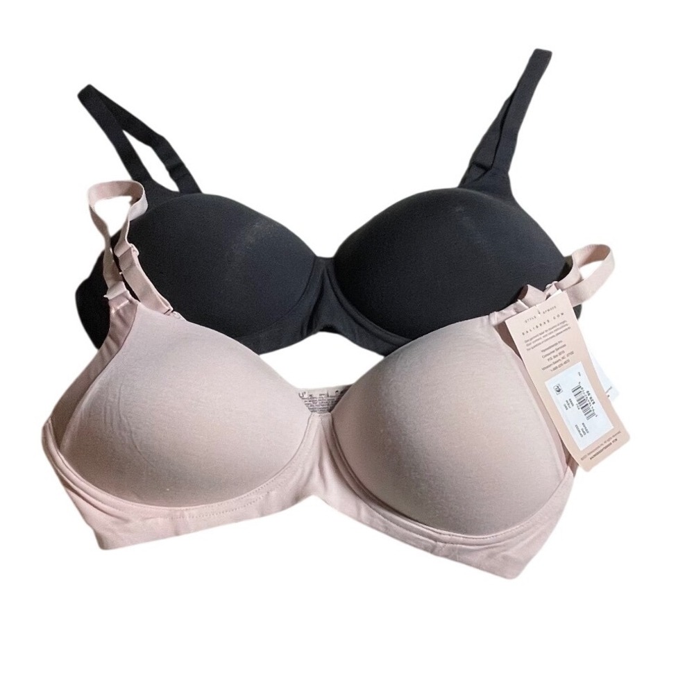 Bali Comfort Wirefree T-Shirt Bra Set of 2 Black Pink 38C DFM222 NWT